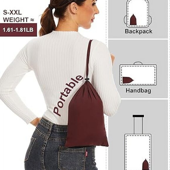 Long Puffer Coat Winter Warm Puffer Jacket with Metal Zipper (Wine Red, M) - Picture 5 of 6